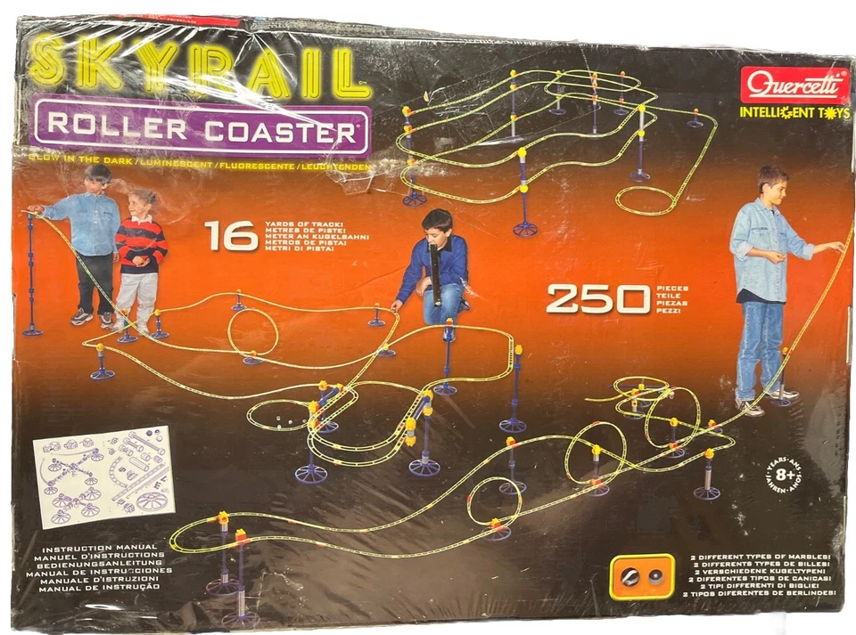 Quercetti NIB SkyRail Roller Coaster Glow In The Dark 250 Piece 16 Yard Of Track - Image 2 of 4