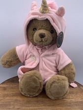 FAO Schwarz Bear Plush Stuffed Animal Pink Unicorn Robe Star PJ  s New with Tags