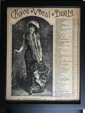 Very Rare Vintage 1885, Choice Vocal Duets, Life Is O er , Framed Sheet Music