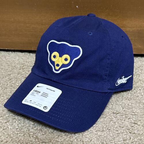 Chicago Cubs Nike Dri-Fit MLB Heritage 86 Blue Retro Adjustable Hat Cap Rare