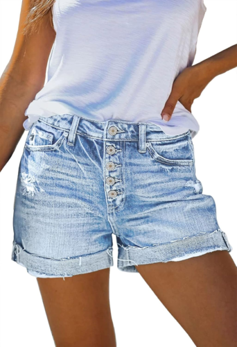 Women'S High Waisted Denim Shorts Casual Ripped Summer Hot Short Jeans Frayed Di