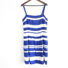 LOFT Ann Taylor Blue & White Striped Sleeveless Sun Dress Womens Sz 14