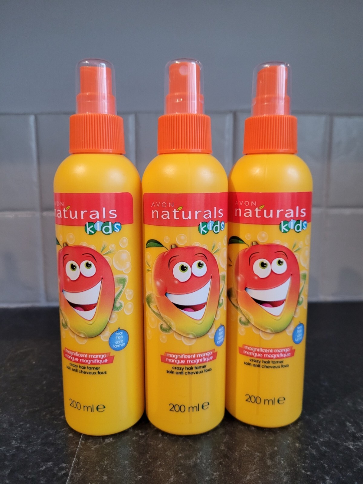 3 x Avon Naturals Kids Hair Tamer/Detangling Spray Mango 200ml