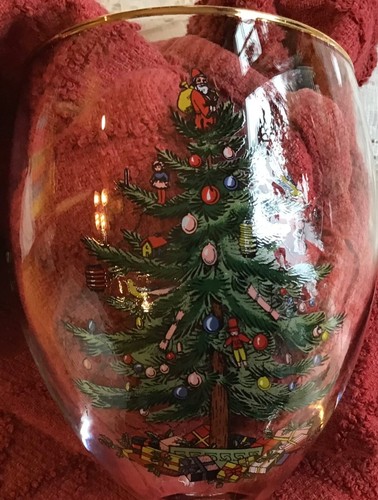 SPODE Christmas Tree Set of 4 All Purpose Stemmed Wine Glasses 13oz in Box - Picture 6 of 8