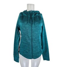 Danskin Now Heathered Green Hooded Fleece Lined Thumb Holes Jacket Women's L