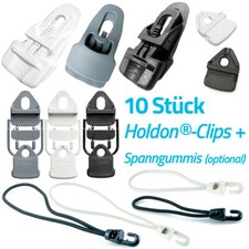 10 Holdon Clip + Spann Gummi Fix Befestigung Banner Plane Zelt Klammer Klemm-Öse