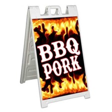BBQ PORK Signicade 24x36 Aframe Sidewalk Sign Banner Decal BARBEQUE FOOD