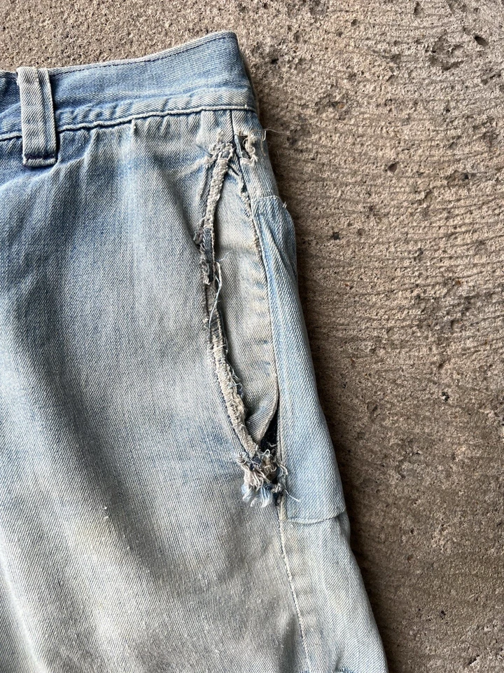 Pantalones Cortos Vaqueros De Colección Años 50 60 Desgastados Usados Trashed Surf Skate Mod Grunge Foto 4 de 4