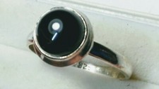 CUTE BLACK ONYX IN STERLING SILVER.925 RING SIZE 7.75-8.0