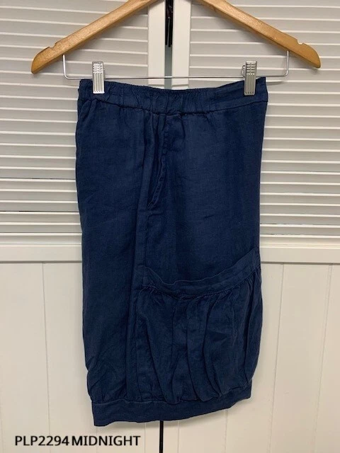 PLP2294 Midnight Medium NWT Match Point Linen Short Pocket Flat Front NEW Blue