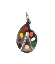 Vtg JMF John Melatiah Fisher Sterling Artist's Pallet W/ Colorful Enamel Charm!