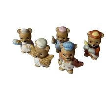 Vintage HOMCO Home Interior Career Bear Porcelain Figurines #8820 waitress baker