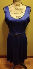 Preowned Womens Simply Vera Wang Fit Flair Dress Rhinestones Royal Blue Black 8