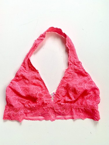 Victoria's Secret Pink Unlined Bra Bralette Lace Halter Hot Pink Medium M NWT - 第 1/2 張圖片