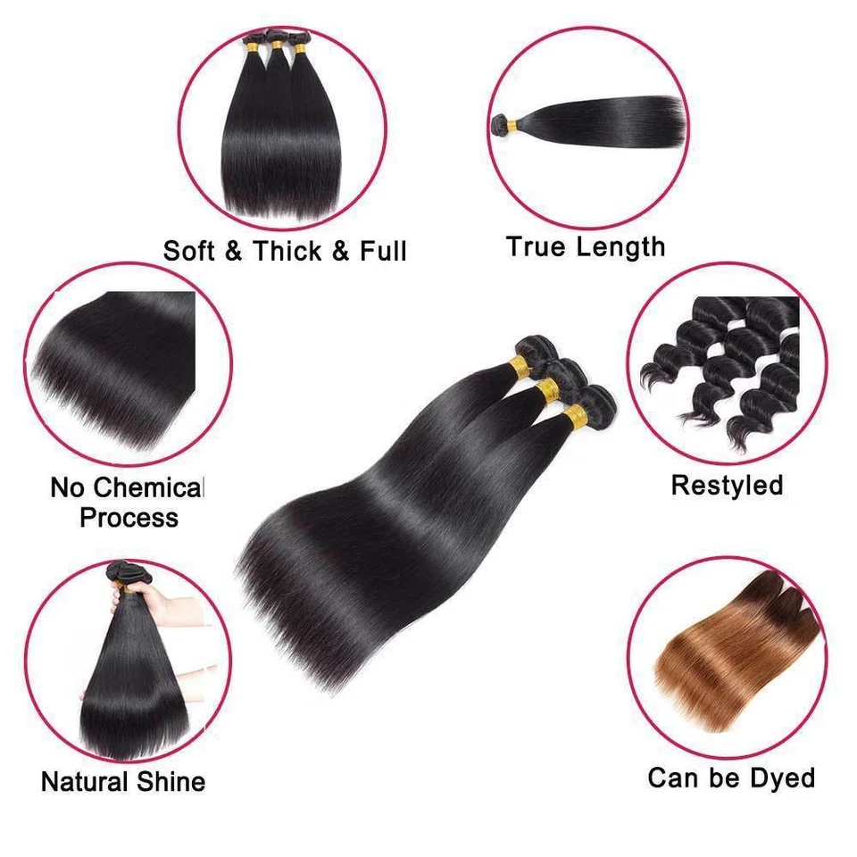 10A Human Hair Bundles Remy Virgin Hair Extensions Straight / Body / Water Curly - Image 3 of 4