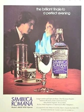 Sambuca Romana Rome's Dolce Vita Liqueur Flambé Expresso Vintage Print Ad 1976