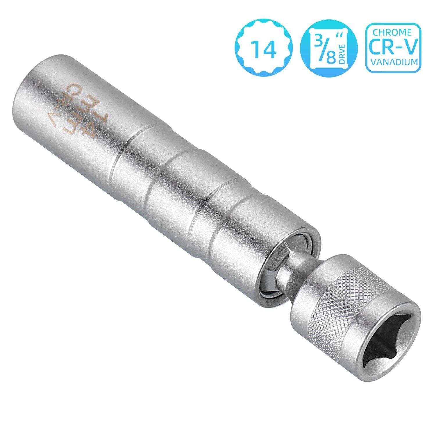 AEG Zündkerzenschlüssel Für Diesel-Glühkerzen – Mit 3 Nüssen (8mm, 10mm, 12mm) & Kardangelenk, T-Griff Mit Antirutsch-Beschichtung, Innenvierkant 3/8"