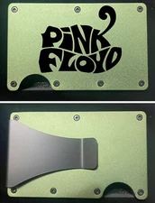 CUSTOM "PINK FLOYD" ENGRAVED SLIM MINIMALIST WALLET - ARMY GREEN