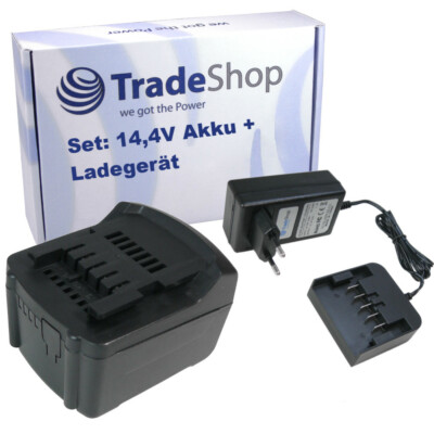 2in1 Set: Li-Ion Akku 14,4V 3000mAh + Ladegerät für Metabo BSA 14.4-18 LED