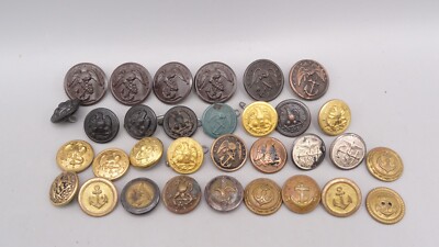 Lot Of 32 Vintage Metal / Plastic US Navy Eagle Anchor Uniform Buttons