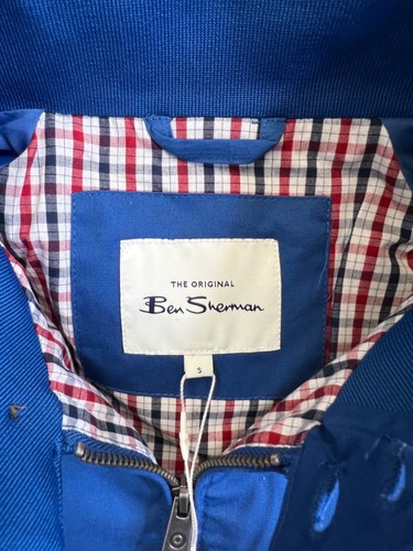 Ben Sherman Mens Bomber Jacket Full Zip Blue Size S Plaid Lining - Picture 2 of 9