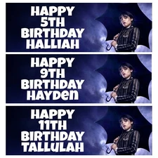 WEDNESDAY Personalised Birthday Banners - Wednesday Addams Birthday Banners - D2