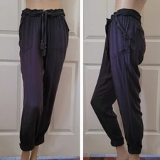 Jolt Ruffle Trimmed Tassel Belted Paperbag Pants SZ 7  / Waist 28