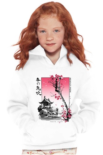 Tokyo Japan Breath of Spring Cherry Blossoms Youth Hooded Sweatshirt Boy or Girl - Picture 5 of 7