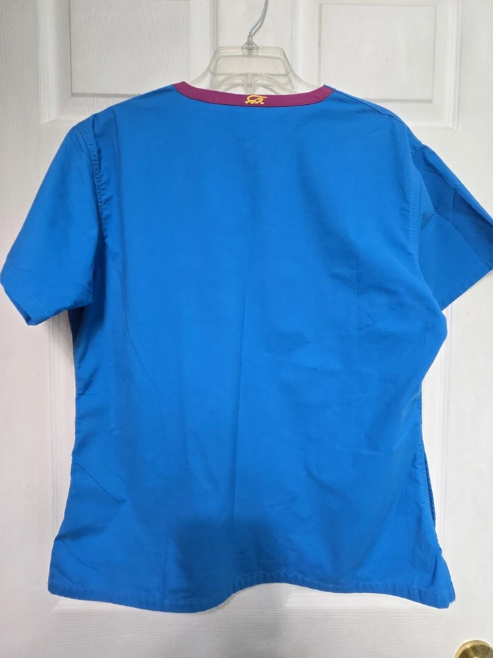 Blusa Médica Iguana Med Talla L-Azul con Borde Púrpura - Pecho 23"/L 26.5" Foto 2 de 4