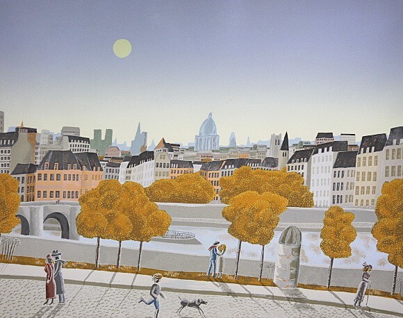 Thomas McKnight Seine River Silkscreen Signed Framed Limited