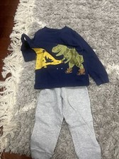 Carter's Boy 2-Piece Dinosaur Tee  Jogger Set Size 12 Months Navy  Grey NWT 