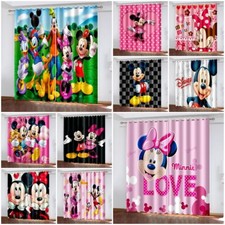 Kids Mickey Minnie Mouse Thick Blackout Curtains Thermal Ring Top Eyelet Curtain