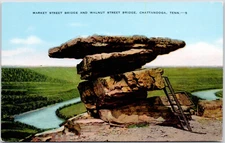 Chattanooga Tennessee Market Street Walnut Street Bridge Linen Vintage Postcard