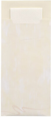 520 Bestecktaschen 20 cm x 8,5 creme inkl. weißer Serviette 33 x 33 cm 2-lag
