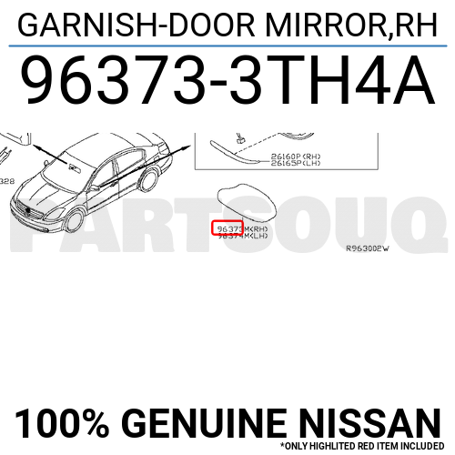 963733TH4A Genuine Nissan GARNISH-DOOR MIRROR,RH 96373-3TH4A | eBay