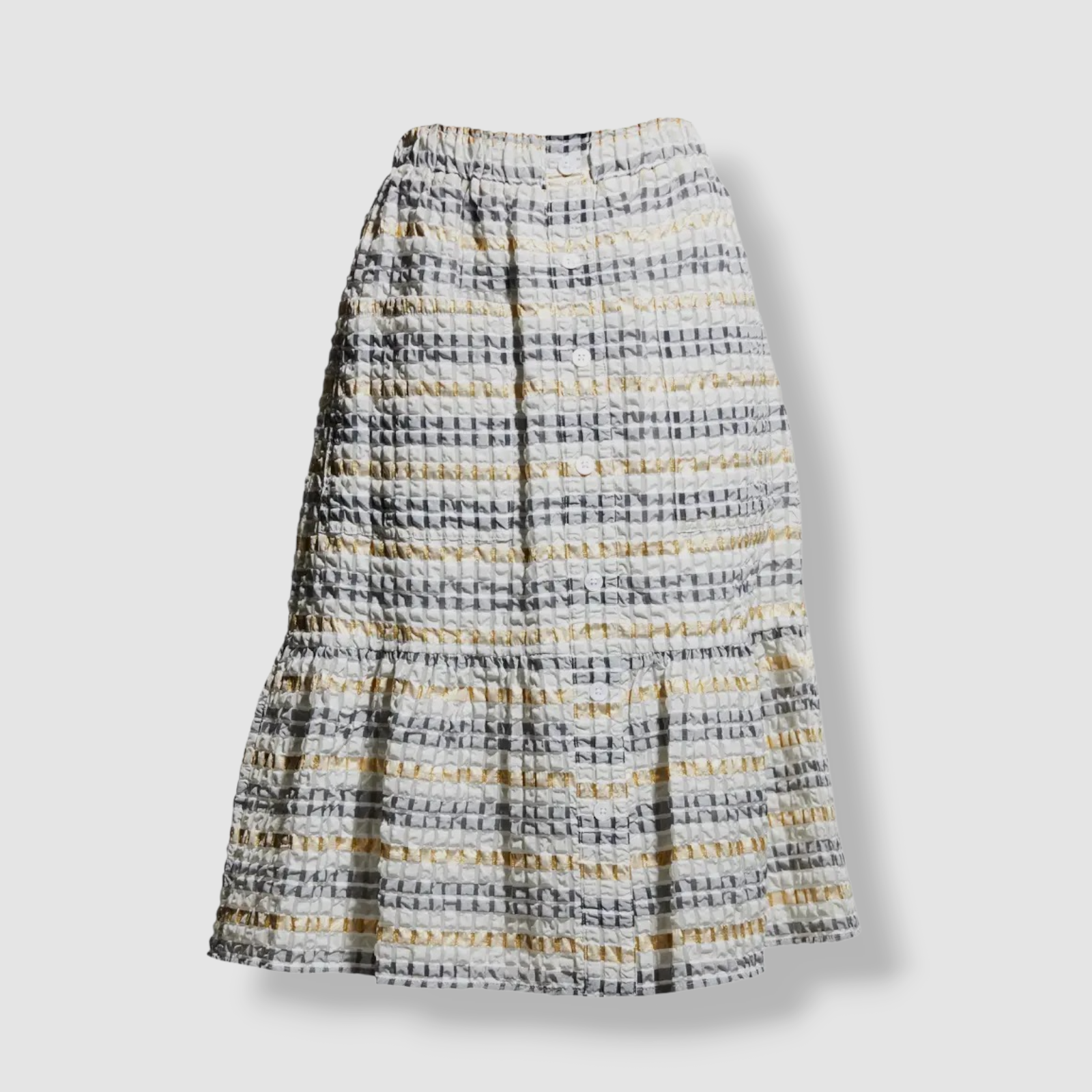 $445 Autumn Adeigbo Women's White June Seersucker Skirt Size 8