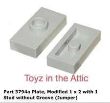 Lego 1x 3794a Light Gray Plate, Modified 1 x 2 with 1 Stud 897