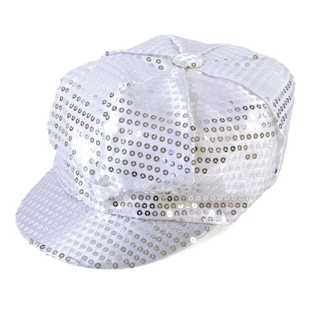 Bristol Novelty BH542 70 Silver Sequin Cap 70's Style, Womens, One Size 1 Silver