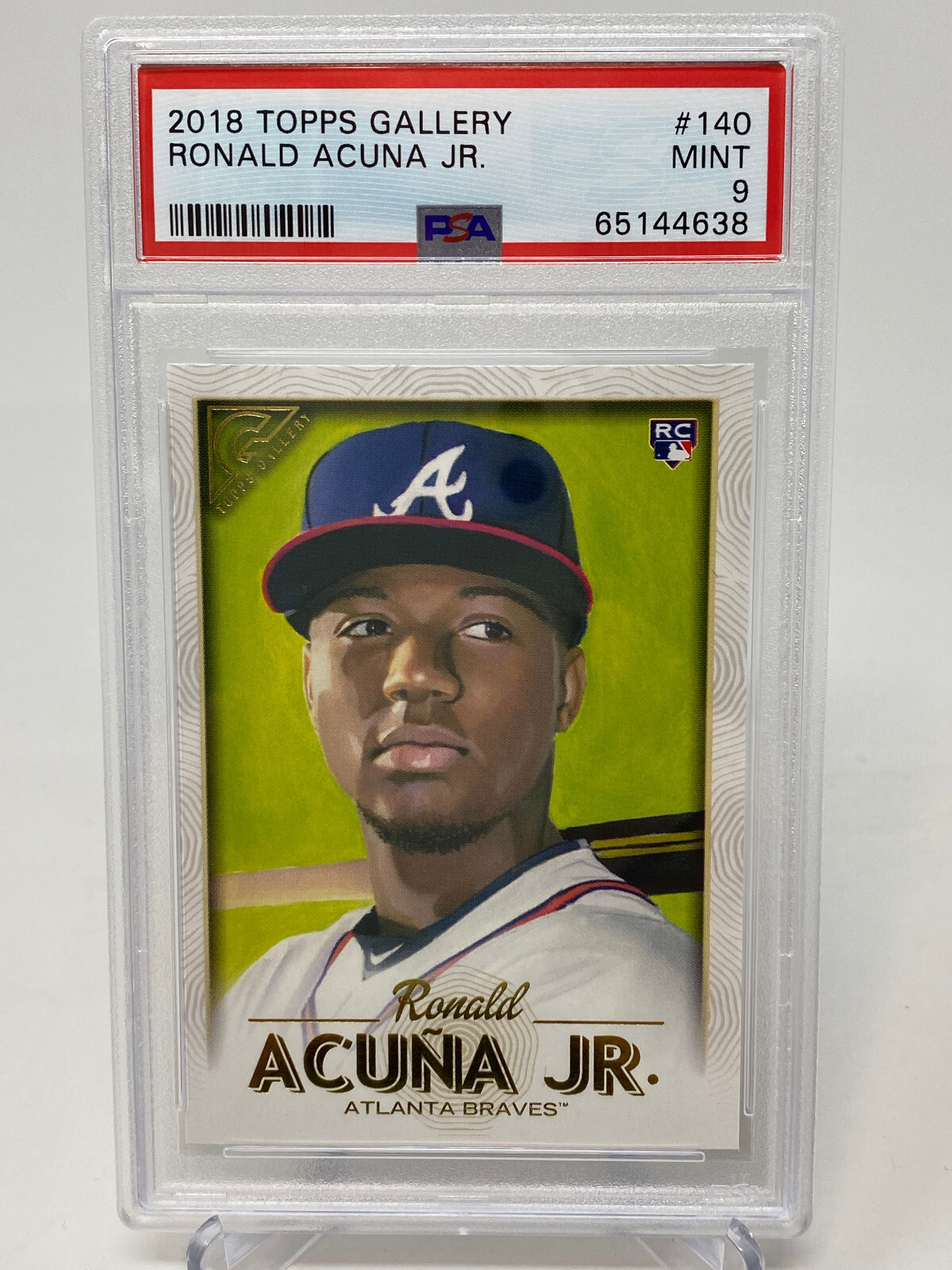2018 Topps Gallery #140 Ronald Acuna Jr. Rookie Card - PSA 9 view 8