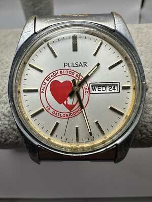 #ad Pulsar V533 8A40 10 Gallon Blood Bank Donor 35MM 7.5quot; Mens Watch Two Tone Q $29.99
