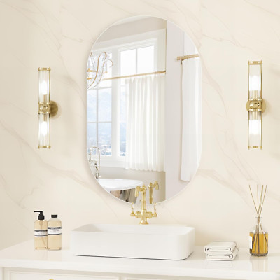 33'' X 20'' Frameless Oval Mirror - Modern Polished Edge for Any Room