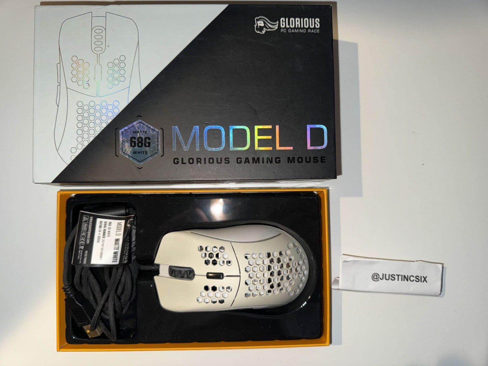 Glorious Model D Matte White RGB Gaming Mouse 12K DPI Lightly Used