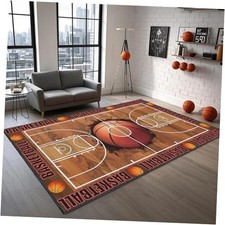 Basketball Rug for Bedroom,5'x7' Basketball Court Rugs with Non-Slip Backing,
