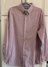 Charles Tyrwhitt Men's Button Up Red White Non-Iron LS Shirt Slim Fit Sz 17/35