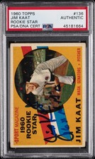 1960 TOPPS RC STAR #136 JIM KAAT ROOKIE RC PSA AUTHENTIC AUTO AUTHENTIC