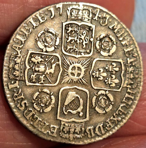 1743 Great Britain George II Sterling Silver Sixpence. Roses. Scarce.