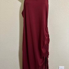 Curve Burgundy Red Ruched Side Drawstring Maxi Dress 0XL Plus Size Sleeveless