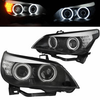 Xenon Scheinwerfer Set Schwarz FüR BMW 5Er E60 E61 2003–2004 Mit Ccfl Angel Eyes