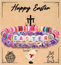 Easter Gifts for Teen Girls  Women - Bunny Beaded Bracelet Set - Perfect Easter