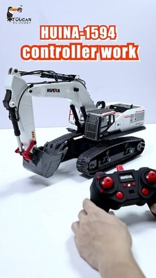 HUINA 1/14 RC Metal Excavator 1594 Digger Toys Radio Light Battery